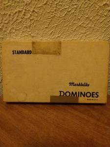 lot 52 image: Vintage Standard Marblelike Dominoes with Box and Instructions--All Original