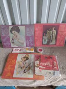 lot 59 image: Coca Cola Lot-See Pics--Vintage Advertising Placemats, Round Playing Cards NIP, Soda Jerk Hat and More