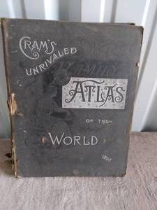 lot 66 image: Rare Antique Grams Unrivaled Family Atlas of the World--1898- A Little Tattered Around the Edges--See Pics