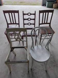 lot 74 image: Lot of 5 Wooden Project Chairs--Lots of Life Left in These---See Pics