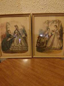 lot 88 image: 2 Vintage French Fashion Magazine Lithograph Prints by Leroy Imp. Paris