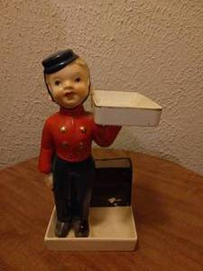 lot 91 image: Vintage Bell Hop Valet Cigarette and Match Holder-Porcelain-Made in Japan