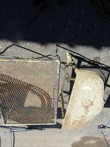 lot 20 image: 212411 half table with 3 legs  great for a redo, 202418 metal outdoor table needs repainted