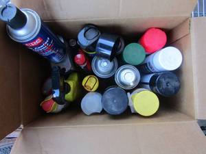 lot 27 image: lot of used insect killer, paint thinner, QD contact cleaner new, Great stuff for gaps& cracks and more