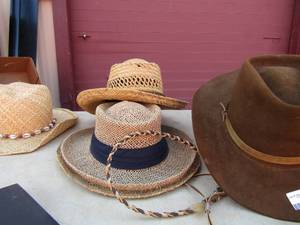 lot 134 image: Wickerstraw cowboy hats and a brown resistol western hat