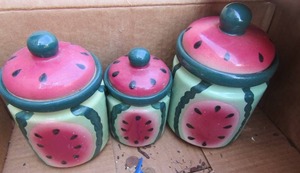 lot 110 image: set of 3 watermelon canisters