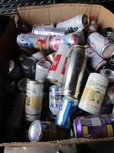 lot 149 image: large lot of vintage beer cans a variety of brands includes bush, olympia, imported sapporo, Texas pride and many more
