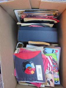 lot 180 image: Largelot of 45s records including a few of, Book& record, snowman, Gummy foot swamp, Treasure island, then Maria Maldur, Leo Sayer, Buck owens and many more qty 15 plus