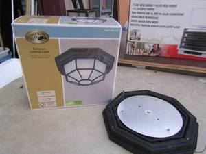 lot 212 image: Exterior ceiling light fixture NIB, also has a base used with out the light part