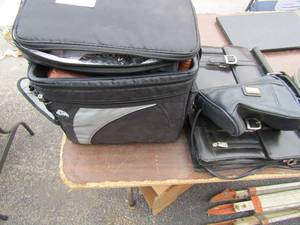 lot 233 image: various hand bags and small makeup bags , isolated lunch bag and a black breifcase