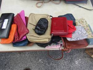 lot 242 image: Lot of womens purses some new and some used, brown, forest green, maroon and more