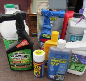 lot 238 image: Outdoor lot of weed killer, root stimulator, 2 cycle fuel used, Poison oak and ivy killer