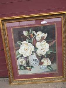 lot 246 image: Ghisman framed flower art beautiful piece, 3632