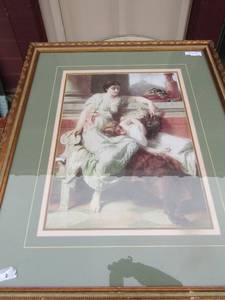 lot 244 image: Framed lady art, no name no artist-- 3731