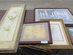 lot 251 image: Narnia framed art, Peony framed flower art 3915, A song of my heart print 2413, Flower and fence art 2319