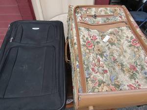 lot 255 image: Leisure flower suitcase,  black rolling suitcase qty 2