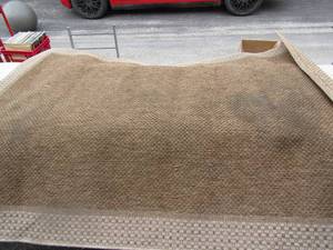 lot 256 image: Tan outdoor patio rug, needs cleaned -- size 6283
