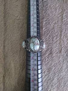 lot 21 image: .925 Silver Ring with Turquoise Stones---Size 7