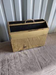 lot 68 image: Vintage Copper Plated Magazine Holder with Lion Accents