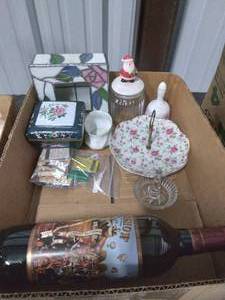 lot 94 image: Large Lot of Misc. Items Including Freakshow Wine Bottle, Lefton Plate, and Bag of Matchbooks