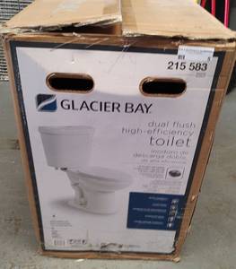 lot 5 image: GLACIER BAY DUAL FLUSH HIGH EFFICIENCY TOILET 215 583 IN BOX AS SHOWN.