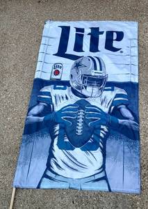 lot 46 image: 2-SIDED MILLER LITE  DALLAS COWBOYS FLAG AS SHOWN.