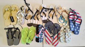 lot 84 image: LOT OF ASSORTED FLIP FLOP SANDALS AS SHOWN.