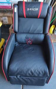 lot 116 image: S-RACER FAUX LEATHER RECLINER CHAIR AS SHOWN.