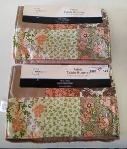 lot 122 image: (2) NEW, MAINSTAYS FABRIC TABLE RUNNERS AS SHOWN. (SOLD 2 X THE MONEY)
