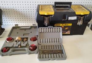 lot 130 image: STANLEY 19 TOOL BOX WITH CONTENTS AND ASSORTED TOOLS AS SHOWN.