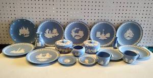 lot 186 image: (18) PIECES OF VINTAGE WEDGWOOD JASPERWARE COLLECTIBLE PLATES AND MORE AS SHOWN. (SOLD 18 X THE MONEY)
