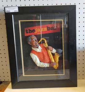 lot 211 image: THE JAZZ BAR SHADOW BOX FRAME AS SHOWN.
