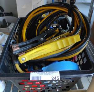 lot 245 image: LOT OF BUNGEE CORDS AND JUMPER CABLES AS SHOWN.