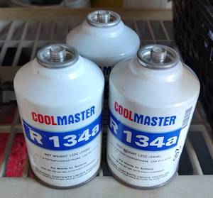 lot 246 image: (3) COOL MASTER R134A FREON CANS AS SHOWN.