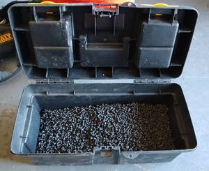 lot 260 image: TOOL BOX FULL OF SCREWS AS SHOWN.