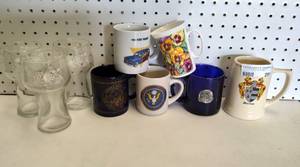 lot 291 image: LOT OF MUGS AND GLASSES AS SHOWN.