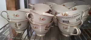 lot 332 image: SANGO JAPAN FINE CHINA DISHES IN BORDEAUX ROSE PATTERN AS SHOWN.