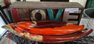 lot 342 image: LOVE DECORATIVE BOX AND PEPPER DISH AS SHOWN.