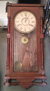 lot 349 image: VINTAGE WALL CLOCK AS SHOWN.