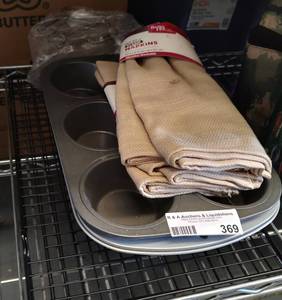 lot 369 image: MUFFIN PANS AND MORE AS SHOWN.