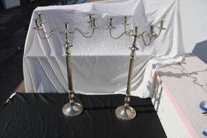 lot 11 image: (2) 5-candle silver candelabras 36 Tall x 19W
