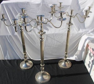 lot 12 image: (3) silver candelabras 36 Tall x 19W