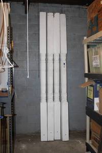 lot 22 image: (4) 6x6 Turned Solid Wood Posts 9ft Tall painted white