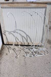 lot 31 image: (4) Metal Plant hangers painted white - 42 Tall x 17D x 11W