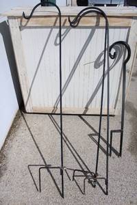 lot 34 image: (11) Wrought Iron Shepherds Hook Garden Plant Stands - (8) 43.5 Tall, (2) 5 Ft. Tall, (1) 54 Tall