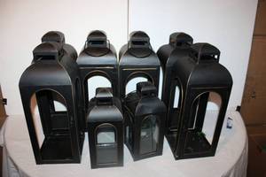 lot 57 image: (8) Lanterns (2) 12 lanterns with glass panels, (6) 17 with no glass