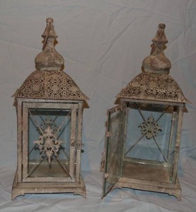 lot 181 image: (8) Antiqued Lanterns - 18x7x7