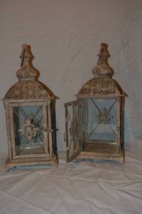 lot 183 image: (8) Antiqued Lanterns - 18x7x7