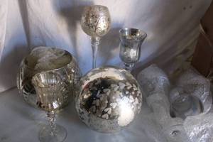 lot 174 image: Mercury glass ball and candle vases mixed variety