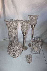 lot 175 image: Crystal beaded candle holders mixed variety